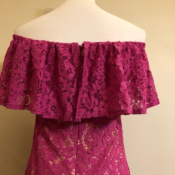 Eliza J Lace Purple Pink Off the Shoulder Dress - Picture 10 of 14